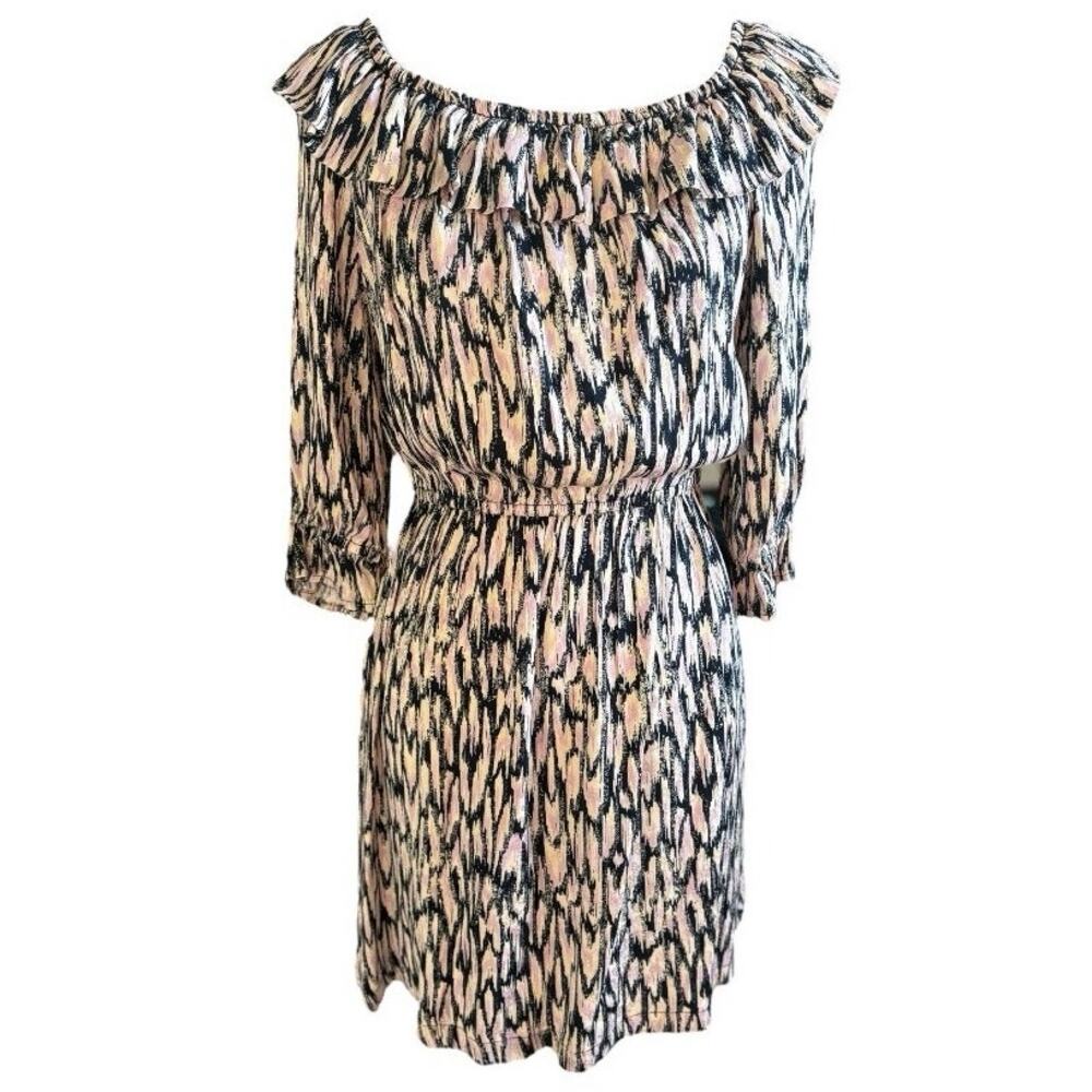 Scotch & Soda Amsterdam Cream Print Ruffle Midi Dress Small